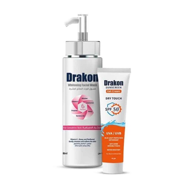 Drakon® Whitening Facial Cleanser For Sensitive Skin & Sunscreen Gel Dry Touch SPF 50+ - Cosmoshop