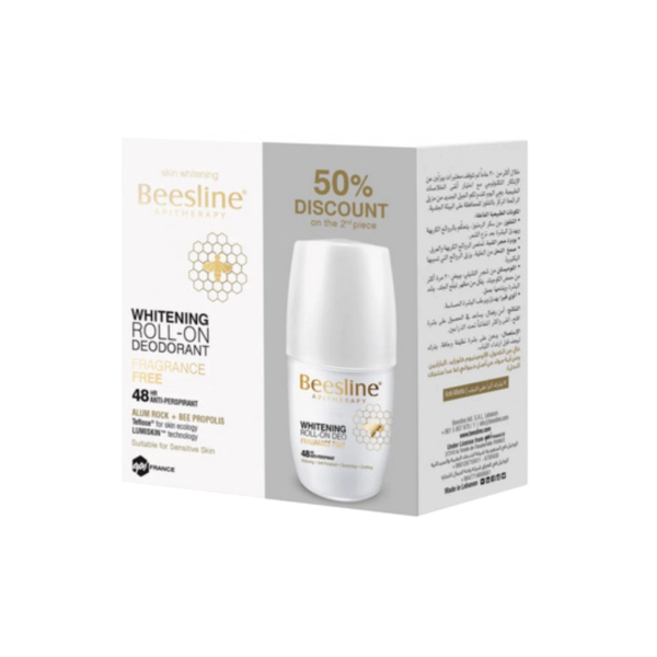 Beesline Fragrance Free Whitening Roll on Deodorant 50ml 1+1PROMO PACK